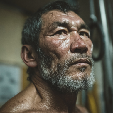 Группа активных людей зрелого возраста после успешной тренировки